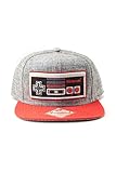 Nintendo - Gorra de Visera Plana del Controlador de Juego NES - con la Licencia Oficial,, Gris