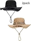 2 Piezas Sombrero de Safari de Algodón Gorra de Pescado con Viseras Anchas Sombrero de Sol al Aire Libre de Doble Cara Gorro Plegable para Hombres y Mujeres (Estilo 1)