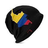 Gorros de Gorrita Tejida para niños Mapa de la Bandera de Venezuela Plano a lo Largo Gorra de Calavera Holgada Sombreros de Punto cálido para niñas Niños Negro