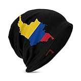 Gorros de Gorrita Tejida para niños Mapa de la Bandera de Venezuela Plano a lo Largo Gorra de Calavera Holgada Sombreros de Punto cálido para niñas Niños Negro