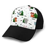 Hip Hop Gorra de béisbol Sombrero de ala Plana Ajustable Outdr Sport Gorra de béisbol Unisex de Dibujos Animados Lindos Animales Divertidos Bear Bunny Fox Owl Printing Cowboy Hat