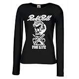 lepni.me Camisetas de Manga Larga para Mujer Rock and Roll For Life - 1960s, 1970s, 1980s - Banda de Rock Vintage - Musicalmente - Vestimenta de Concierto (Small Negro Multicolor)