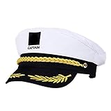WENTS Capitán Adulto Sombrero de Cosplay Gorra Yate Barco Navegante Marinero Almirante Marino (Blanco)