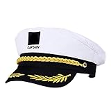 WENTS Capitán Adulto Sombrero de Cosplay Gorra Yate Barco Navegante Marinero Almirante Marino (Blanco)