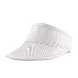 Sombrero Viseras Mujer Verano de Paja Vacío con ala Grande Gorra Pamela de Sol Playa Viaje Vacaciones (Lu-239-Blanco, Talla única)