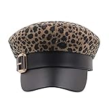 GHC Gorras y Sombreros Sombrero de Boina de Sombrero Plano de otoño Invierno for Mujer, Gorro de Leopardo de algodón for Hombre, Gorro de Moda Salvaje (Color : Navy Khaki, tamaño : 56-58CM)