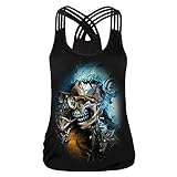 Camiseta para Mujeres, Camiseta sin Mangas con Impresión Calavera Chaleco Casual Atractivo Verano para Chicas Mujeres-URIBAKY …