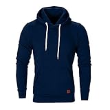 VPASS Sudaderas con Capucha, Sudadera para Hombre de Manga Larga otoño Invierno Casual Abrigo Camisas Blusa Top chándales Color sólido para Hombre Hombres Manga Larga Chaqueta Abrigo (Azul-1, M)