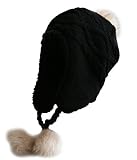 DELEY Unisex Niños Niñas Sombreros de Invierno Mujeres Gorro de Lana Orejera Forro Polar Beanie Cap Tamaño M Negro