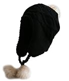 DELEY Unisex Niños Niñas Sombreros de Invierno Mujeres Gorro de Lana Orejera Forro Polar Beanie Cap Tamaño M Negro