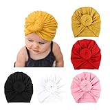 DRESHOW 5 Pcs Gorro Bebé Sombrero de Punto Niño Niña Sombrero Sombrero Grande Arco Suave Lindo Nudo Beanie de Vivero