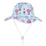 GEMVIE Sombrero Playa Bebe Ala Ancha Protege Sol Verano Niña Gorra Viaje/ Aire Libre ,Estampado Floral Pescador Sombrero (Azul Floral, 2-4años)