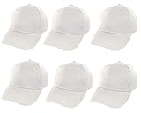 Gorra de Béisbol Ajustable de Estilo Polo Clásico Deportivo Casual de Color Liso Suave y Transpirable Unisex para Adultos y Niños Modelo JDH-1 (Blanco, Pack 6 * Adulto)