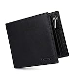 Vemingo Carteras para Hombre con Bolsillo de Moneda/Monedero con RFID Bloqueo para Tarjetas de Crédito Portamonedas Ligeros para Hombre/Adolescente (Xb-037 Negro)