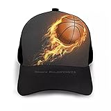 OEWFM Gorra de Beisbol Gorra Plana Baloncesto Sombrero Curvo Gorra Trasera Malla con Broche presión Bola Gris Fuego Baloncesto Cool Funky Classy Sport Regalo