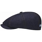 Stetson Gorra Hatteras Denim Contrast Stitch Hombre - Made in The EU de Verano Newsboy con Visera Verano/Invierno - 59 cm Tela Vaquera