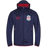 Liverpool FC - Chaqueta Cortavientos Oficial - para Hombre - Impermeable - Azul Marino - Capucha con Visera - Grande