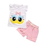 Ropa Bebe Niña Verano Fossen - 2PC/Conjuntos Dibujos Animados Camiseta sin Mangas + Pantalones Cortos de Arco - para Recien Nacido 0 a 24 Meses