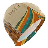 Tcerlcir Gorro Natación Violín Musical Retro Gorro de Piscina para Hombre y Mujer Hecho de Silicona Ideal para Pelo Largo y Corto