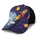 FULIYA Gorra de béisbol para hombre y mujer, sistema planetario con estrellas de la Tierra, ovnis Saturno Sun Galaxy Boys Print Classic ajustable Plain Hat