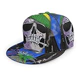 Bettiboy Cannabis Weed Leaves Marihuana Rasta Skull Snapback ajustable Flat Bill Gorra de béisbol de algodón visera sombrero liso para deportes al aire libre hombres mujeres negro