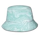 YoungbG Moki Pastel Menta Tinta derramada Papel de Acuarela Japonesa Marmoleado Mármol Moda Pintura Abstracta Sombrero de Pescador Sombreros de Cubo Plano