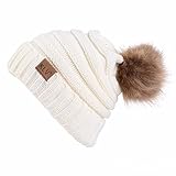 SHOBDW Hombres Mujeres Holgados Crochet cálido Invierno Lana de Punto Esqui Beanie cráneo Slouchy Gorras Sombrero (Blanco)