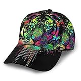 Inaayayi Gorra de béisbol Colorida con diseño de Tigre goteando, Gorra de béisbol Plana para Hombres y Mujeres, con Tirantes Ajustables, Color Negro