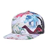 JUNGEN Gorra de Beisbol de Animal con Estampado de Dinosaurio Gorra de Hip Hop Gorras de Plana del Ajustable Sombrero de Visera de protección Solar para Hombre y Mujer Blanco