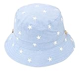 Happy Cherry - Sombrero con ala Bucket para Niños Bebés Estampado Estrella Gorra Pescador Protección de Sol Cordón Ajustable para Verano Playa - 6-12 Meses/48cm