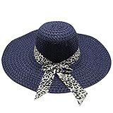 Sombrero de Paja de ala Grande con Estampado de Leopardo para Mujer, Sombreros de ala Ancha Holgados para el Sol, Gorra de Playa de Verano, Sombrero para   Mujer