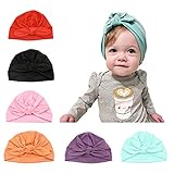 Baby Hat 6 Unids Recién Nacido, 100% Algodón Súper Suave, Elastico Stretch Head Wrap Infantil Turbante Niño Bebé Nudo Diadema