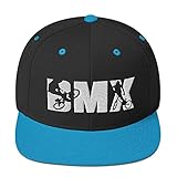 A-Buddies Gorra BMX Snapback – Bordado BMX Snapback – Gorra plana BMX Negro/verde azulado. Talla única