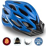 Casco Bicicleta/Casco Bicic con Luz LED,Certificado CE,Casco Ciclismo con Visera y Forro Desmontable Especializado con Luz de Seguridad Super Light Casco Bici para Skateboarding Ski & Snowboard