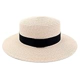 MADONG Verano Nuevo Viaje al Aire Libre Jazz Sombrero de Paja Sombrero de Sol Visera Sombrero de Playa Mujeres Cinturón Negro con Gorro de Color Liso Gorra Plana