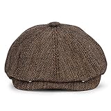 KeepSa Newsboy Casquillo Plano Sombreros Baker Boy Gorras - 8 Panel Peaky Herringbone Tweed Gatsby Hat Ivy Irish Cap para Hombres y Mujeres, Ajuste 56~61cm