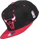 Mitchell And Ness - Gorra con visera plana, diseño de Chicago Bulls, color rojo y negro negro negro Talla:1..3