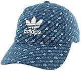 adidas Originals Sombrero Relajado con Tirantes para Mujer, Estampado Monograma, Color Azul Marino, Gris Ceniza, Blanco, Talla única