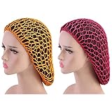 Beaupretty 2 Piezas Mujeres Niña Noche Sueño Sombrero Pelo Red Bollo Crochet Pelo Redecilla para Dormir Ballet Danza (Rosa Naranja)