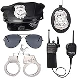 Beelittle Kit de Juego de Roles para Oficial de policía Sombrero de policía Esposas Walkie Talkies Insignia de policía Gafas de Sol Accesorios para Disfraces de policía