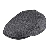 Tweed de lana de espiga irlandesa hombres del casquillo de la boina de las mujeres taxista conductor sombrero del golf Ivy plana gorras Negro Verde Amarillo 200 ( Color : Black , Hat Size : 58 59cm )