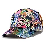 Gorra de Beisbol Nuevo Hip Hop Cap Swag Colorido Estampado Gorra De Béisbol Hombres Ajustable Casual Sombreros para El Sol para Mujeres Sport Snapback Caps 55Cmto60Cm Azu