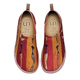 UIN Slip-On para Mujeres Mocasines de Cuero Zapatos Planos para Mujer Cómodo Mocasines Vintage Patrón Al Aire Libre Casual Zapatos para Caminar Wandering Girls 36