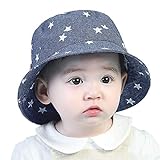 GEMVIE Niños Sombrero Pescador de Bebé Sol Protección Algódon Unisexo Gorro Ajustable Plegable Estapado Estrella Verano UV Hat Niña (Azul Oscuro, 6-12meses)