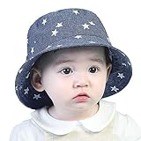 GEMVIE Niños Sombrero Pescador de Bebé Sol Protección Algódon Unisexo Gorro Ajustable Plegable Estapado Estrella Verano UV Hat Niña (Azul Oscuro, 6-12meses)