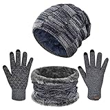 Yuson Girl Set de Bufanda Gorro y Guantes de Punto Térmica Calefactables con Forro Polar Invierno Hombre Mujer Unisexo para Deportes y Aire Libre Moto Esqui Ciclismo Running 3 Piezas