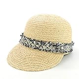 Sombrero para El Sol Tweed Belt Rafia Gorras De Béisbol Moda Mujer Sombreros De Playa con Mujer Verano Paja Gorras De Visera Azul Marino