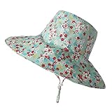 Urhause Sombrero de Sol Niño, Sombrero de Pescador ala Ancha Anti UV Sombrero de Playa Ajustable para Niños Niñas,Azúl