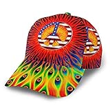 Inaayayi Gorra de béisbol Estilo Hippie, Bandera de Estados Unidos, Unisex, 3D, con Visera Plana, Gorra de béisbol, Color Negro