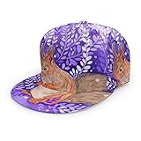 Gorra de béisbol con diseño de Ardilla, Color Morado, Unisex, 3D, para Hip Hop, con Visera Plana, Gorras de béisbol